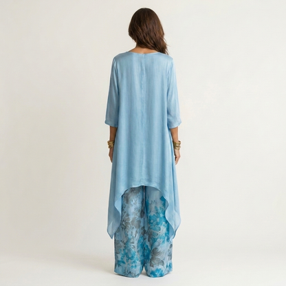 Cariola Cotton-Silk Two-Piece Set with an Elegant Asymmetric Tunic
