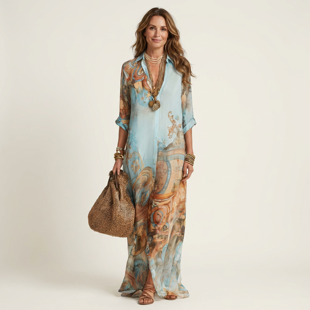 Lanie Silk Maxi Shirt Dress - Effortless Sophistication in a Flowing Silhouette