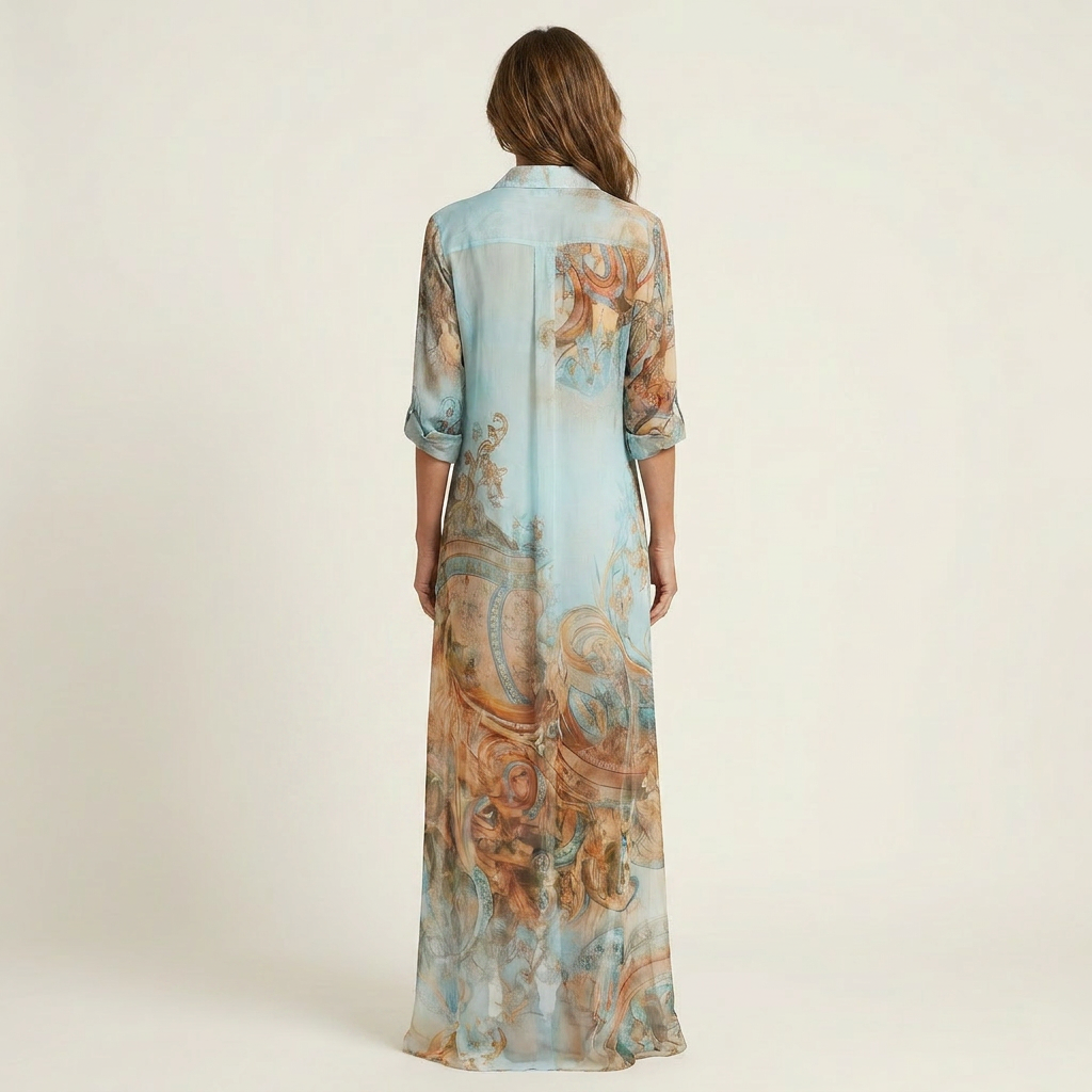 Lanie Silk Maxi Shirt Dress - Effortless Sophistication in a Flowing Silhouette