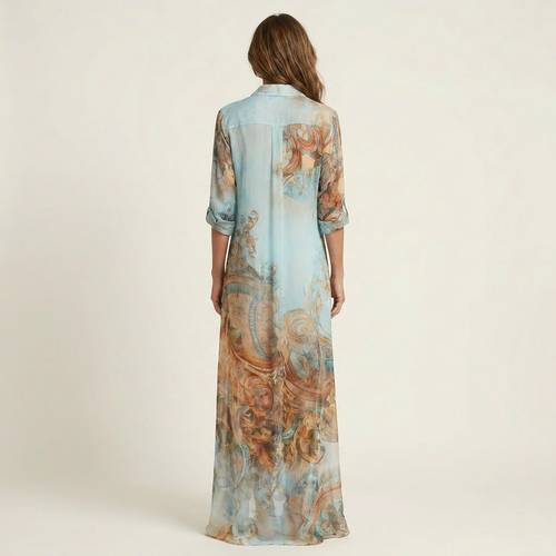 Lanie Silk Maxi Shirt Dress - Effortless Sophistication in a Flowing Silhouette